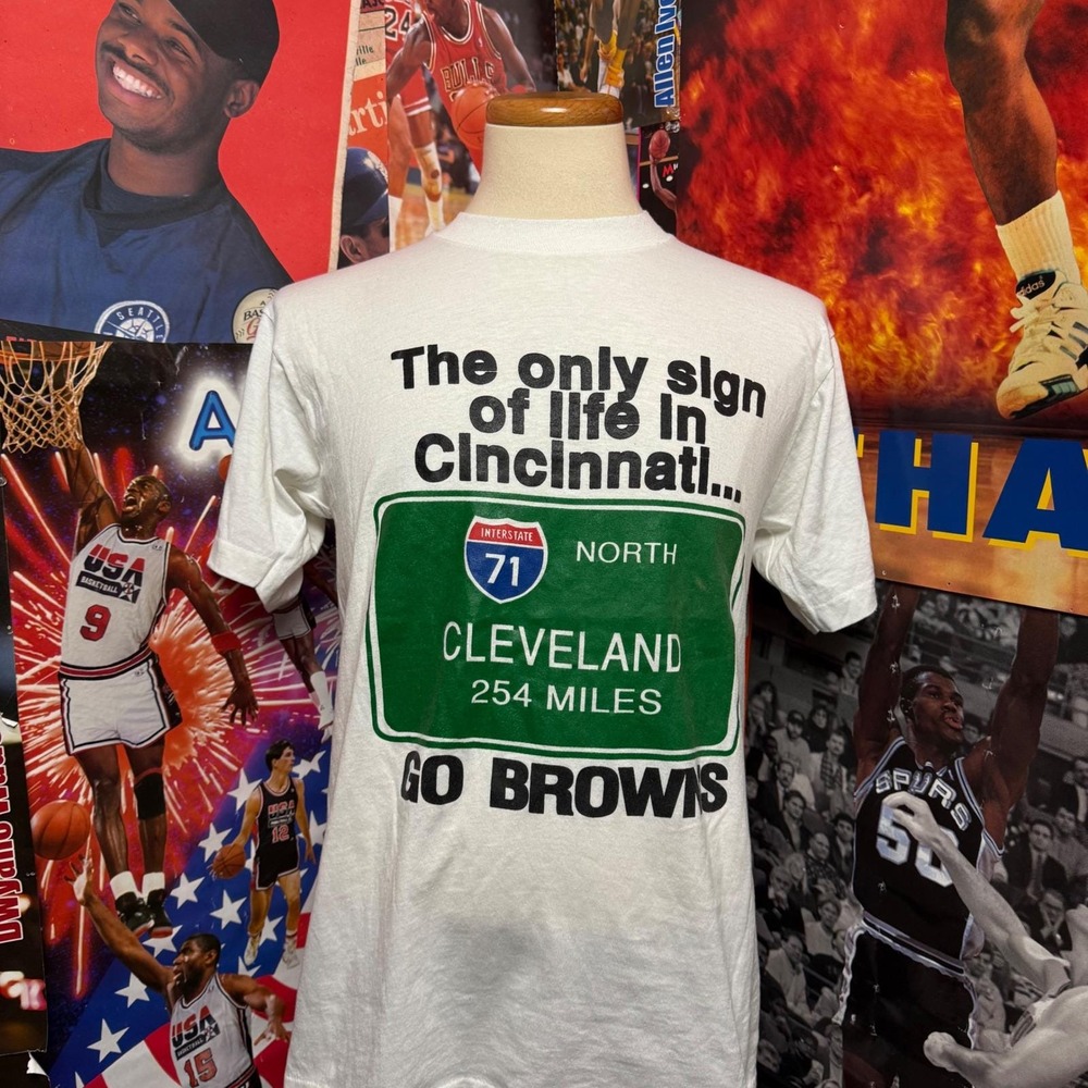 Vintage 80s Cleveland Browns Cincinnati Bengals 71 North NFL Football Sz Medium